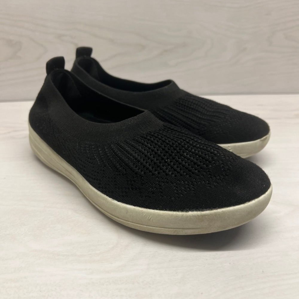 FitFlop Womens Size 10 Uberknit Slip On Sneakers Sporty Black Comfort Shoes
